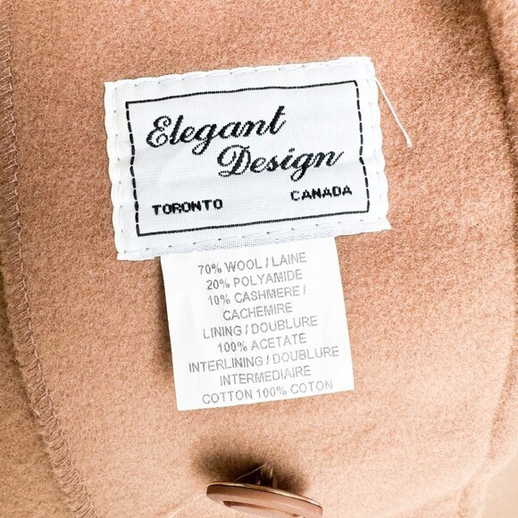 Vintage Elegant Design Wool Cashmere Camel Beige Cape L/XL - Picture 6 of 6